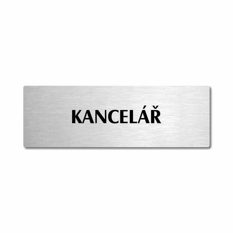 Kancelář, stříbrná popiska na dveře